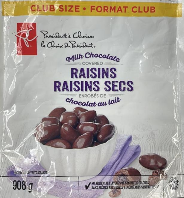 PC brand Milk Chocolate Covered Raisins recalled due to undeclared